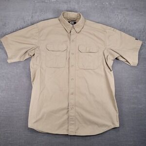 SOG Tactical Shirt Button‎ Up Short Sleeve Outdoor Work Utility Khaki Med